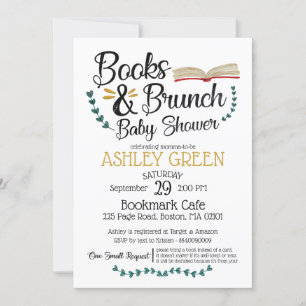 Livres et Brunch Baby shower Invitation