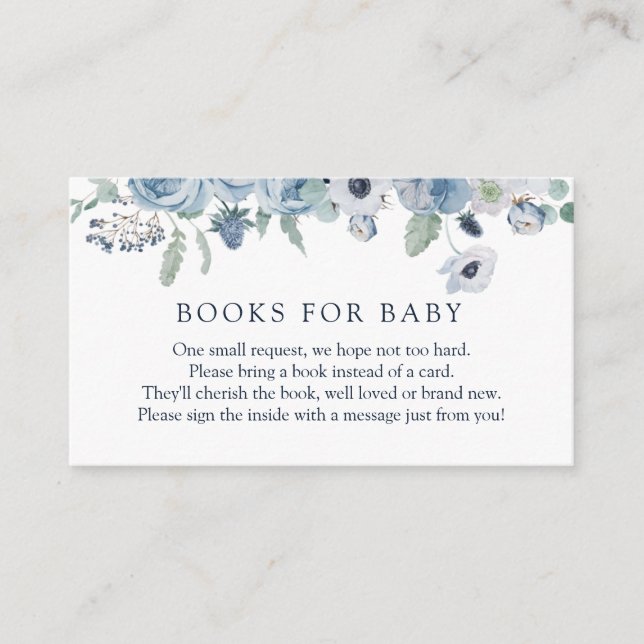 Livres Floral Bleu pour la carte de boîtier bébé (Devant)