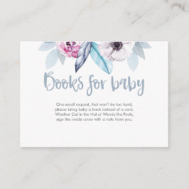 Livres floraux bleu pourpre pour carte Baby shower