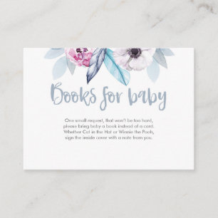 Livres floraux bleu pourpre pour carte Baby shower