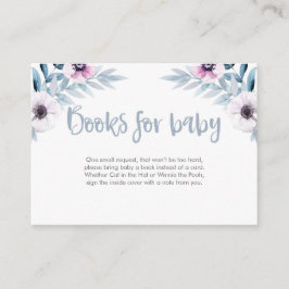 Livres floraux bleu pourpre pour carte Baby shower