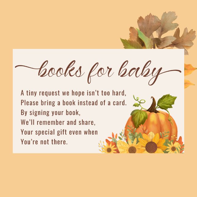 Livres pour Baby shower Citrouille pour bébé carte (Books for baby Autumn Fall baby shower)