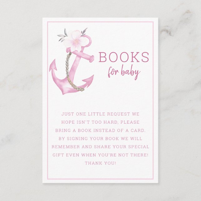 Livres pour carte bébé | Ancre rose nautique Baby  (Devant)