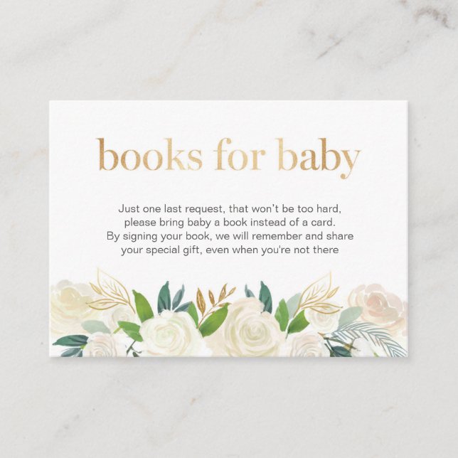 Livres pour cartes pour bébés | Floraux d'or blanc (Devant)
