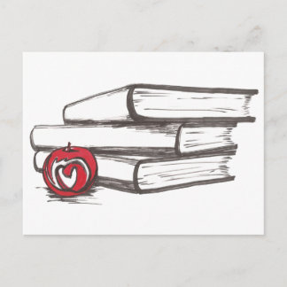 Livres + Une Apple | Carte postale | Personnalisab