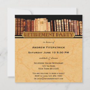 Livres vintages Retraite Partie Invitation