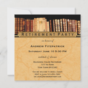 Livres vintages Retraite Partie Invitation