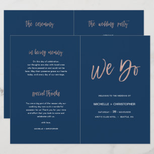 Livret du programme de mariage Gold Chic Blue & Ro