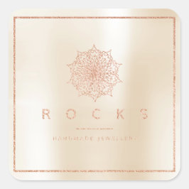 Liz Mandala Pink Rose Gold Metallic Pearly Quadratischer Aufkleber