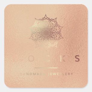 Liz Mandala Pink Rose Gold Metallic White 4 Quadratischer Aufkleber