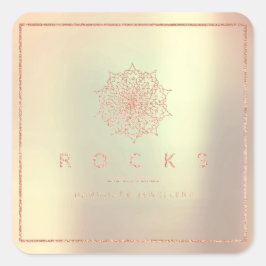Liz Mandala Pink Rose Gold Metallrahmen Quadratischer Aufkleber