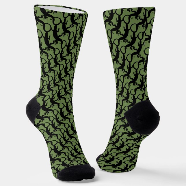 Lizard Art Socks Cool Reptile Socks Customize Socken (Gewinkelt)