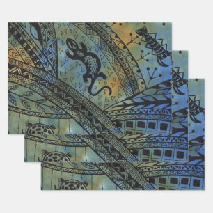 Lizard Batik Geschenkpapier Set