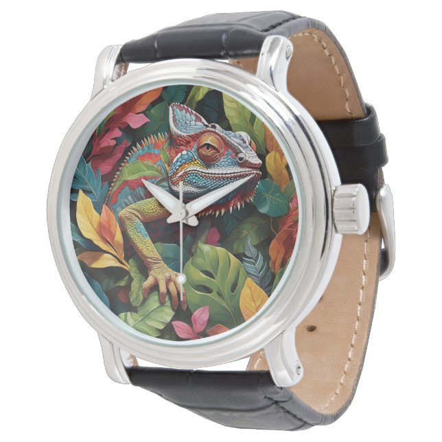 Lizard-Blätter und Farbe Armbanduhr (Schrägansicht)