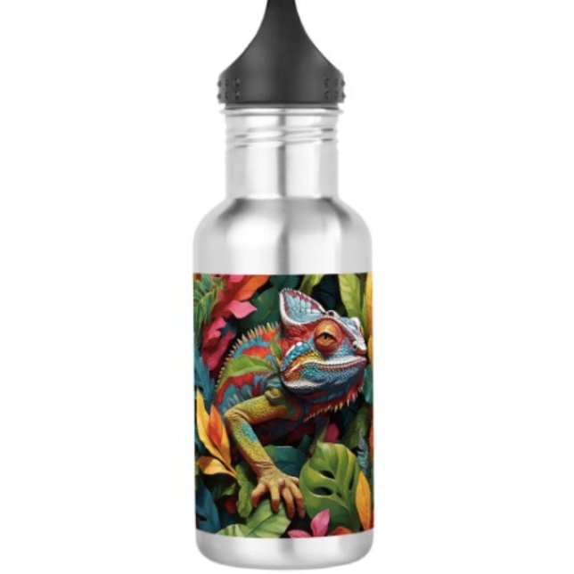 Lizard-Blätter und Farbe Edelstahlflasche (Colourful Lizard Water Bottle – 18 oz 18/8 stainless steel Height: 8.67" Weight: 8.7 oz. )