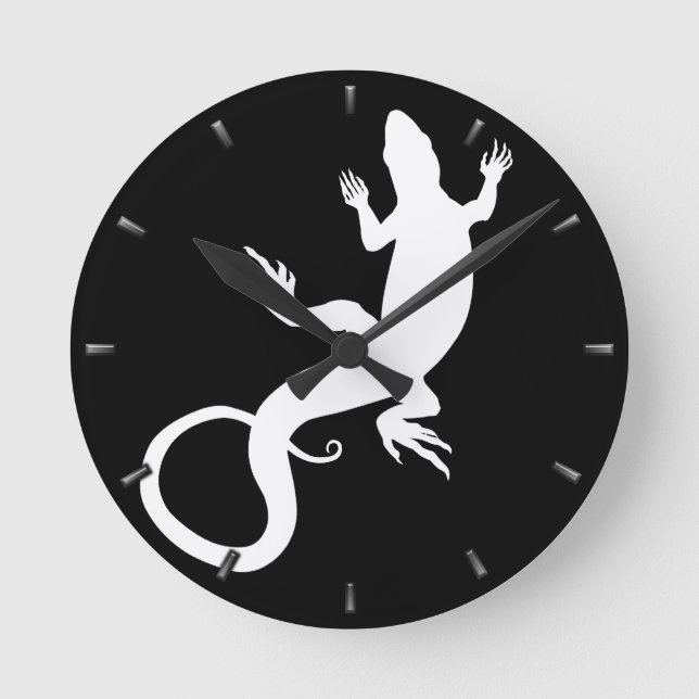 Lizard Clock Cute Reptile Art Lizard Wall Clock Runde Wanduhr (Vorderseite)