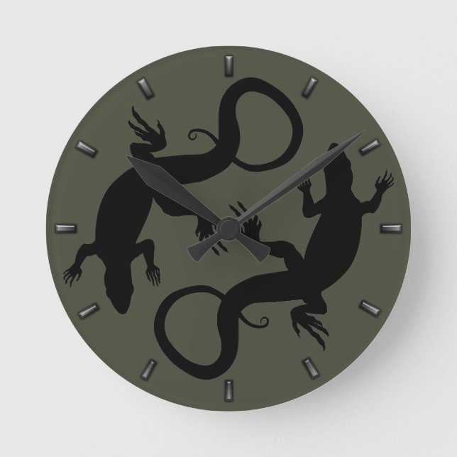 Lizard Clock Cute Reptile Art Lizard Wall Clock Runde Wanduhr (Vorderseite)