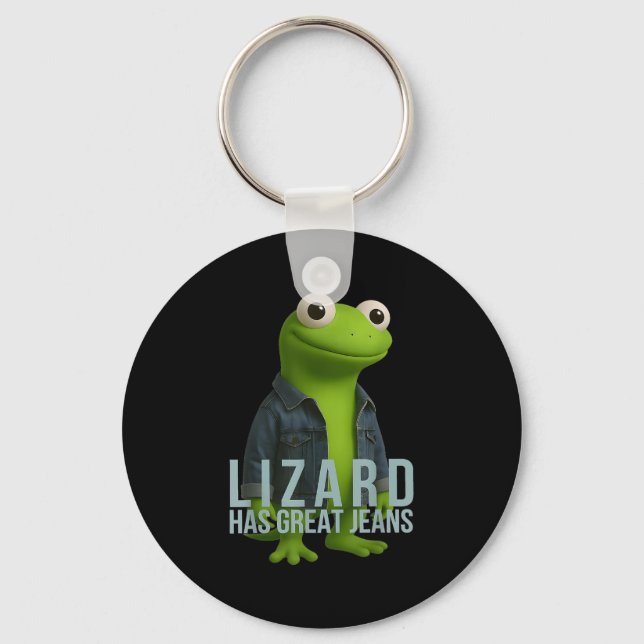 Lizard hat große Jeans Funny Retro Denim Meme Humo Schlüsselanhänger (Vorderseite)