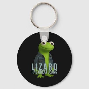 Lizard hat große Jeans Funny Retro Denim Meme Humo Schlüsselanhänger