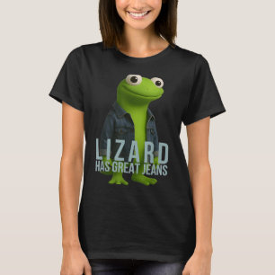 Lizard hat große Jeans Funny Retro Denim Meme Humo T-Shirt