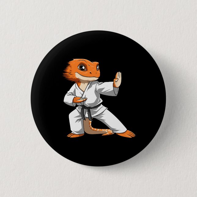 Lizard Karate Bartded Dragon Eigentümer Bartded Dr Button (Vorderseite)