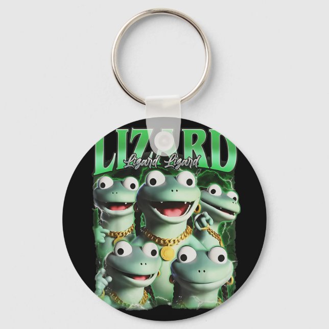 Lizard Lizard Lizard Funny Meme Lizard Bootleg Wei Schlüsselanhänger (Vorderseite)