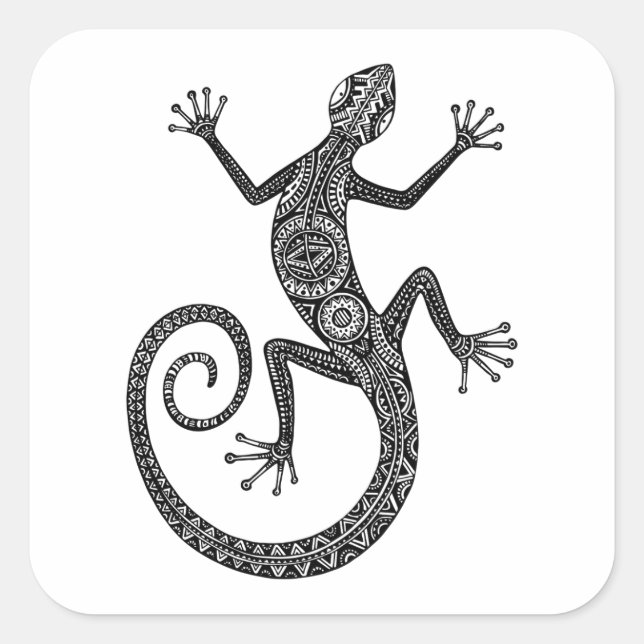 Lizard oder Salamander Doodle Quadratischer Aufkleber (Vorderseite)