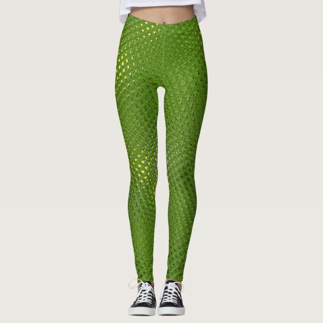 Lizard Skin Print Green Yellow Leggings (Vorderseite)