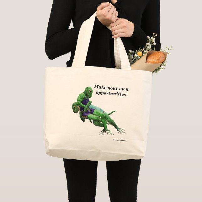 Lizard Warrior Wrestling Fantasy Art Tote Tasche (Vorderseite (Produkt))