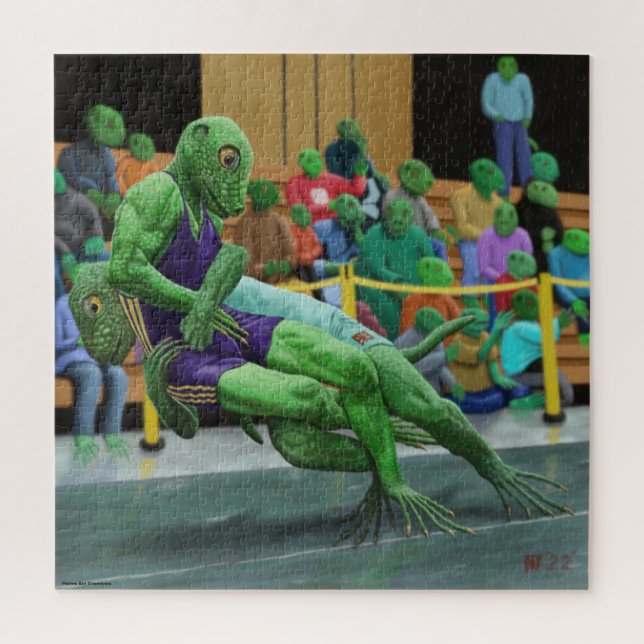Lizard Warrior Wrestling Große Fantasiewelt Puzzle (Vertikal)