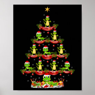 Lizard Xmas Lighting Santa Lizard Weihnachtsbaum Poster