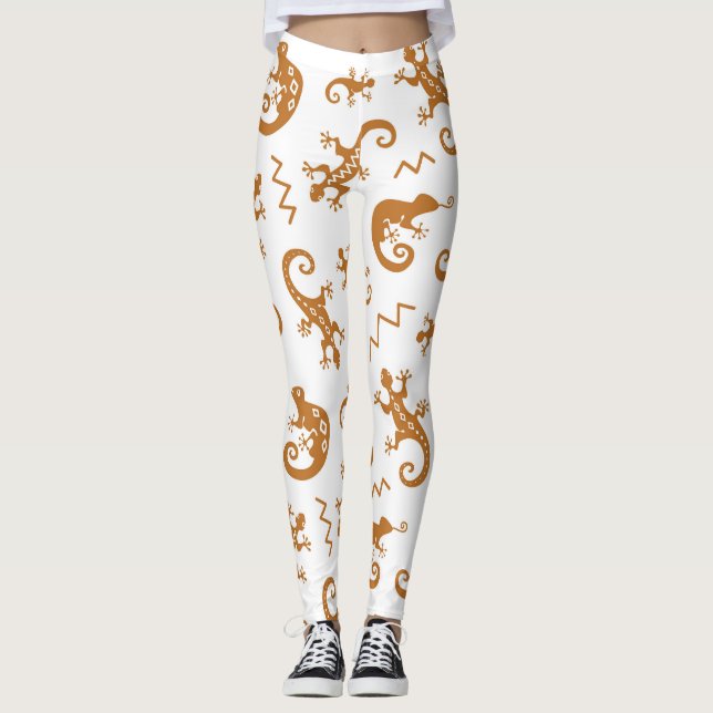 Lizards Chameleons: Nahtloses Muster. Leggings (Vorderseite)