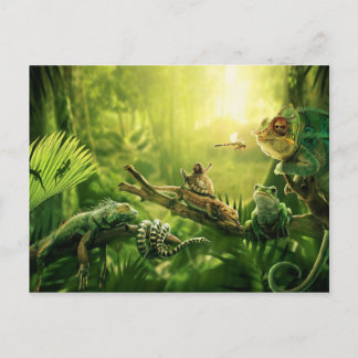 Lizards Frogs Jungle Reptiles Landschaft Postkarte
