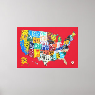 Lizenz-Platten-Karte der USA wickelte Leinwand-Rot Leinwanddruck