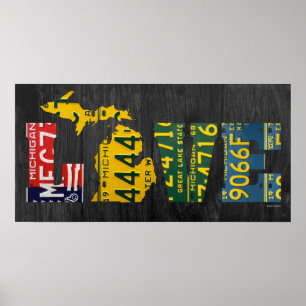 Lizenz-Platten-Kunst-Karte Michigans Liebe Poster