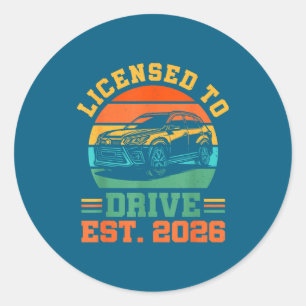 Lizenz Zum Fahren Neuer Fahrer 2026 Jungen Männlic Runder Aufkleber