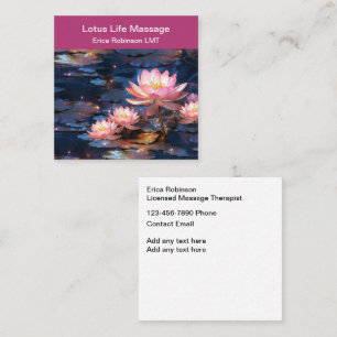 Lizenzierte Massage-Geschäftskarten Lotosblumen Quadratische Visitenkarte