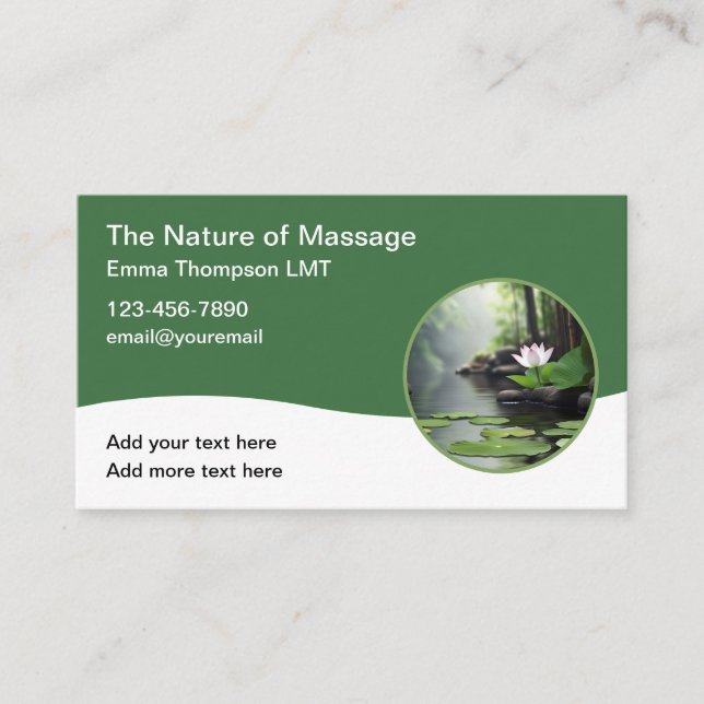 Lizenzierte Visitenkarten für Massagetherapeuten Visitenkarte (Vorderseite)