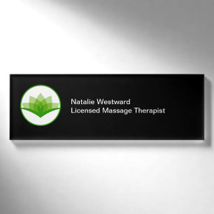 Lizenzierter Massagetherapeut Lotus Blume Theme Namenschild