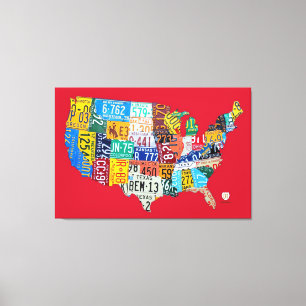 Lizenzplan Karte der USA Wrapped Canvas 48x32 Leinwanddruck