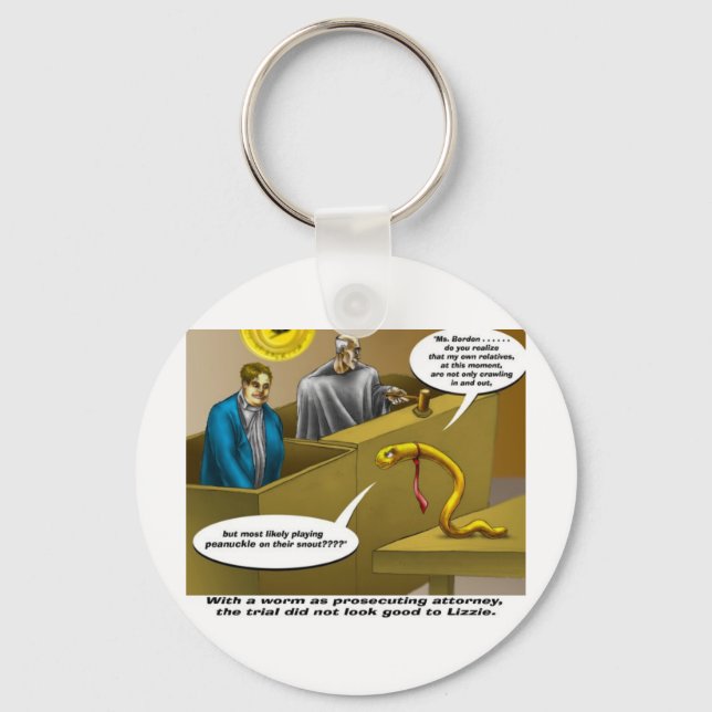 Lizzie Borden Trial Funny Cartoon Geschenke Schlüsselanhänger (Vorderseite)