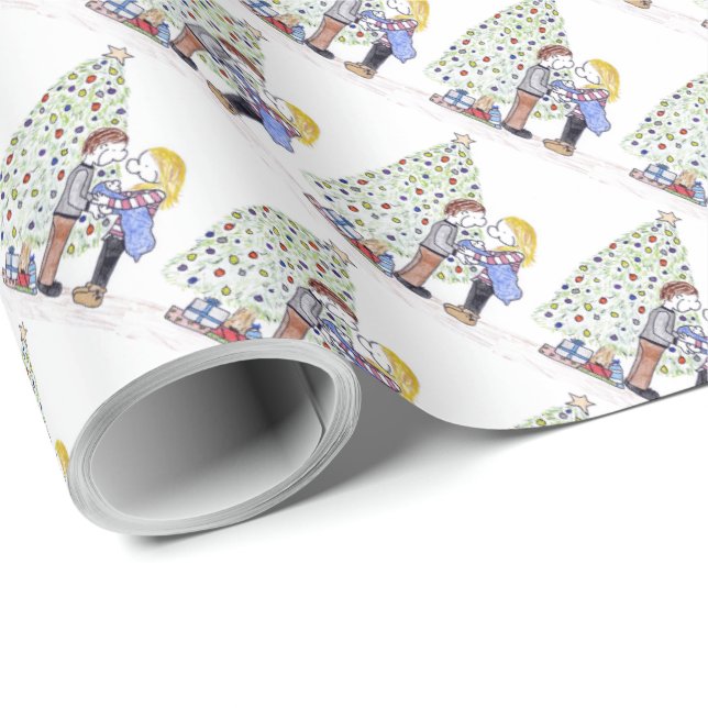 Lizzy's People Famille Papier cadeau de Noël (Coin rond)