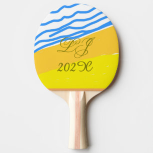 LJ Monogram Elegant Modern Beach Wedding Tischtennis Schläger