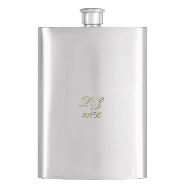 LJ Monogram Elegant Moderne Hochzeit Flachmann (Vorderseite)