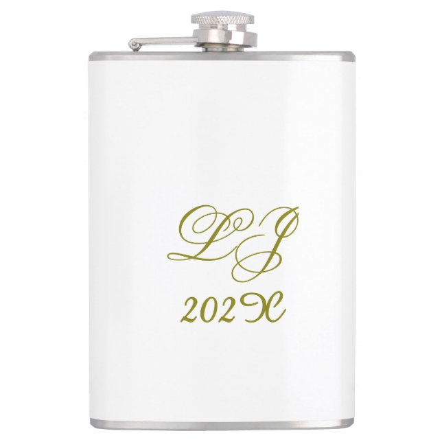 LJ Monogram Elegant Moderne Hochzeit Flachmann (Vorderseite)