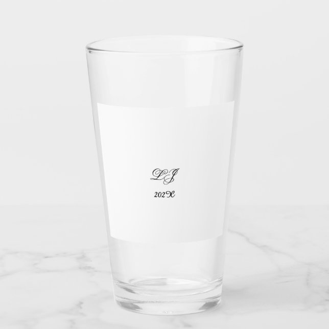 LJ Monogram Elegant Moderne Hochzeit Glas (Vorderseite)