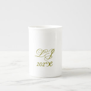 LJ Monogram Elegant Moderne Hochzeit Prozellantasse