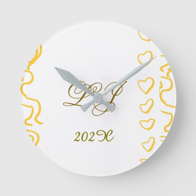 LJ Monogram Runde Wanduhr (Vorderseite)