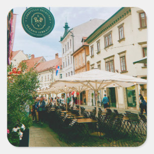 Ljubljana Cityscape Quadratischer Aufkleber