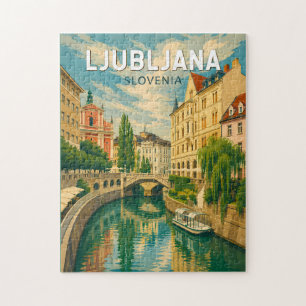 Ljubljana Slowenien Illustration Reise Kunst Vinta